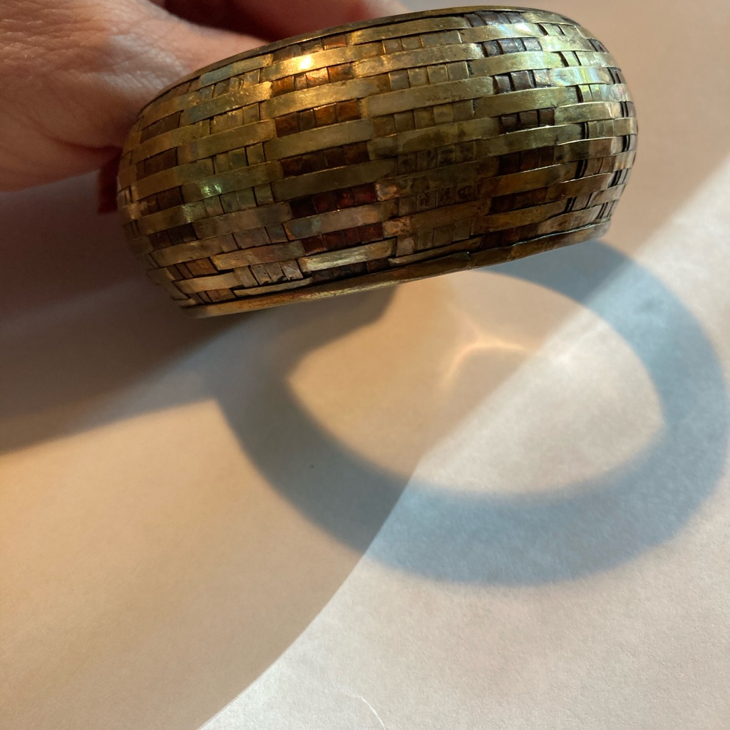 Vintage Brass Bangle India Boho Basket Weave